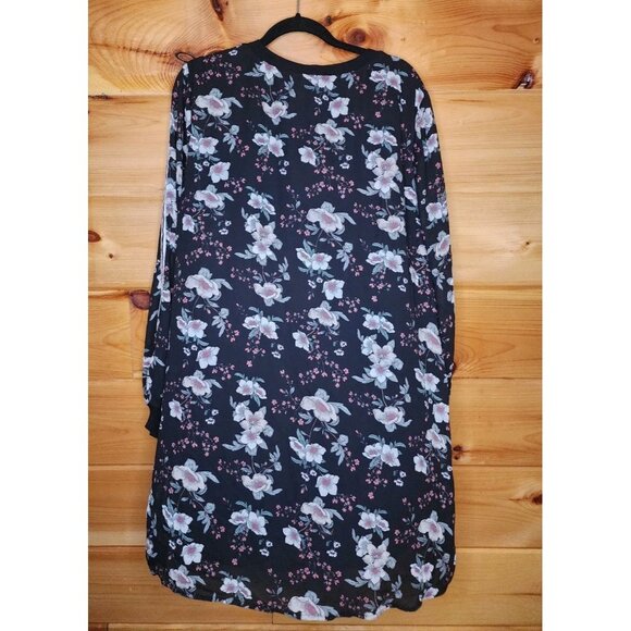 Love Reign Plus Size XXL Long Sleeve Floral Dress Stripe Sleeve Flowy Loose - Picture 9 of 10